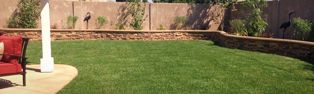 Cypress Lawn and Planter Wall