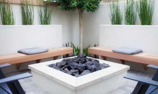 Modern Backyard Remodel Fire Pit