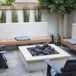 Fire Pit and Paver Patio with Stucco Benches