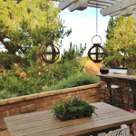 The patio cover provided a place to hang lights over the new outdoor dining table